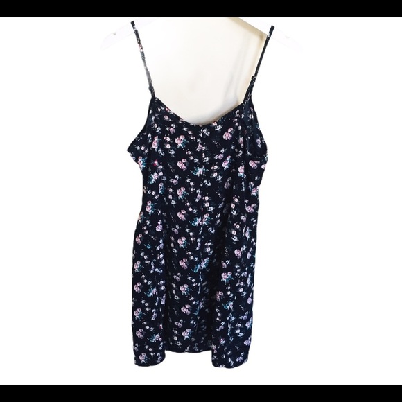 H&M Ditzy Floral Print Strappy Slip Dress With V Cut Navy Blue Size 8 - Picture 10 of 11